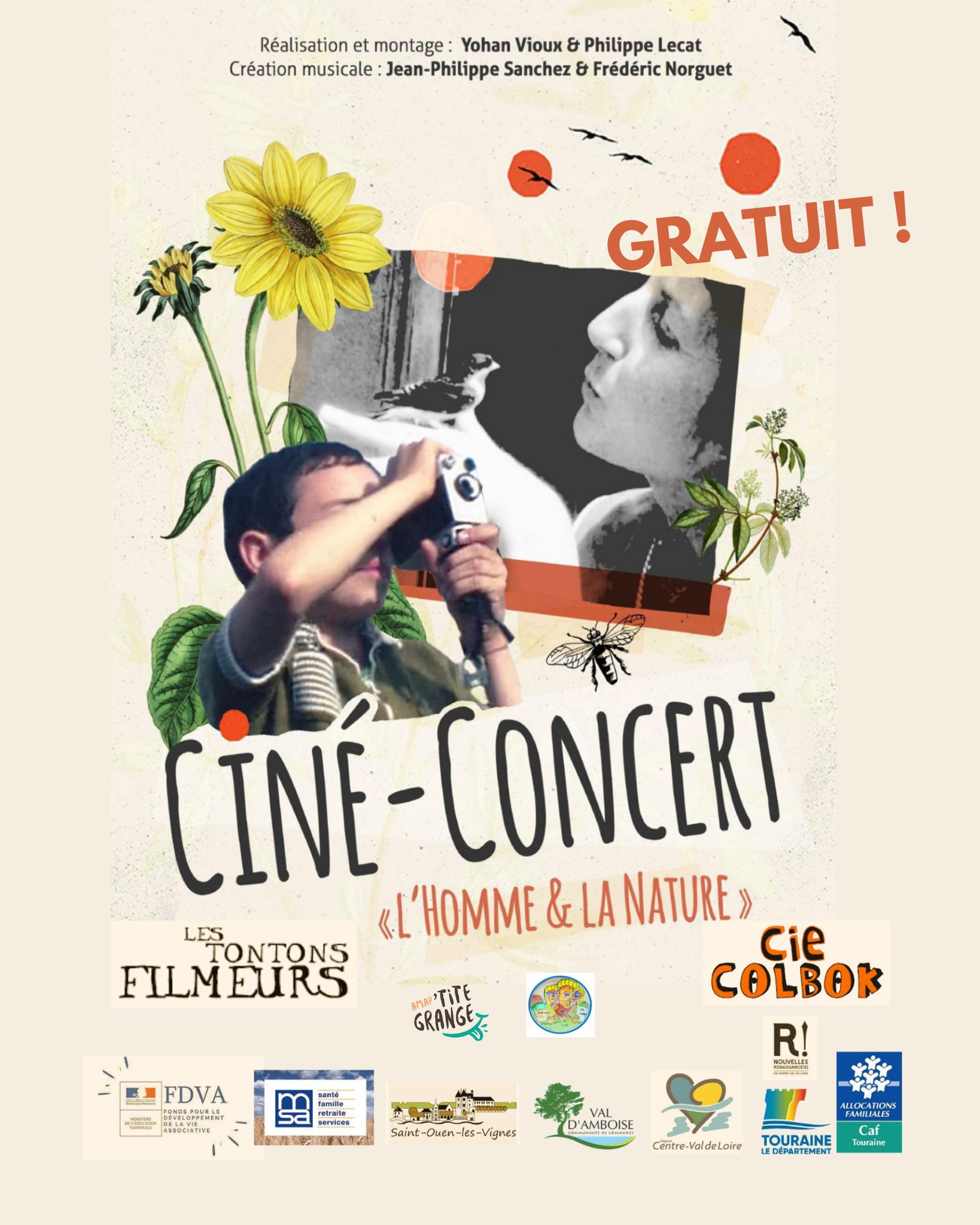 Affiche du Ciné-concert "l'Homme et la Nature le vendredi 20 septembre 2024 à Saint-Ouen-les-Vignes