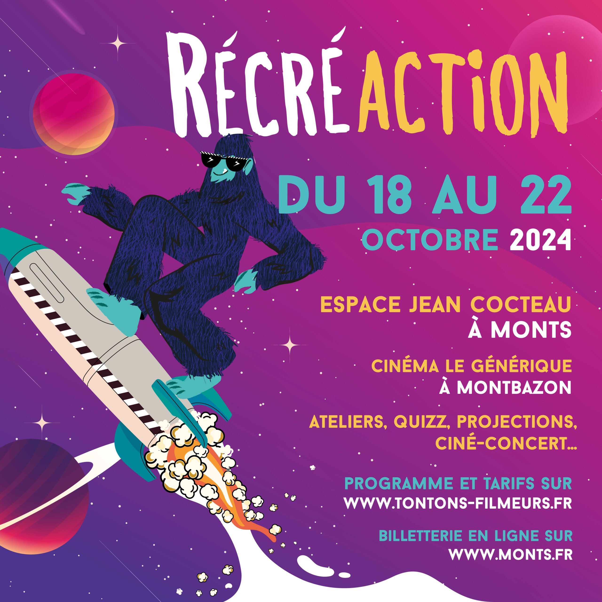 Visuel carré de l'affiche du festival récréaction 2024 à Monts